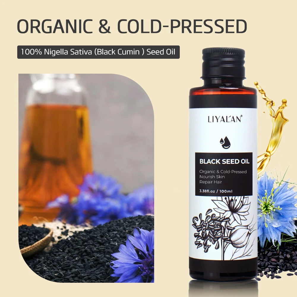 100ml Black Cumin Seed Oil For Hair Care Strengthen Conditions Scalp Cold Pressed Nourishes Nails Skin Hydration Body Massage