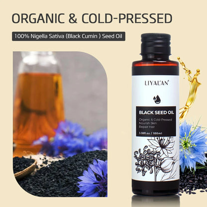 100ml Black Cumin Seed Oil For Hair Care Strengthen Conditions Scalp Cold Pressed Nourishes Nails Skin Hydration Body Massage