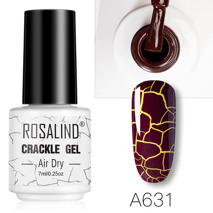 ROSALIND 12 Colors Crackle Gel Nail Polish Cracking Nail Lacquer Quick Drying Nail Art Gel For UV Semi Permanent Base Top Coat