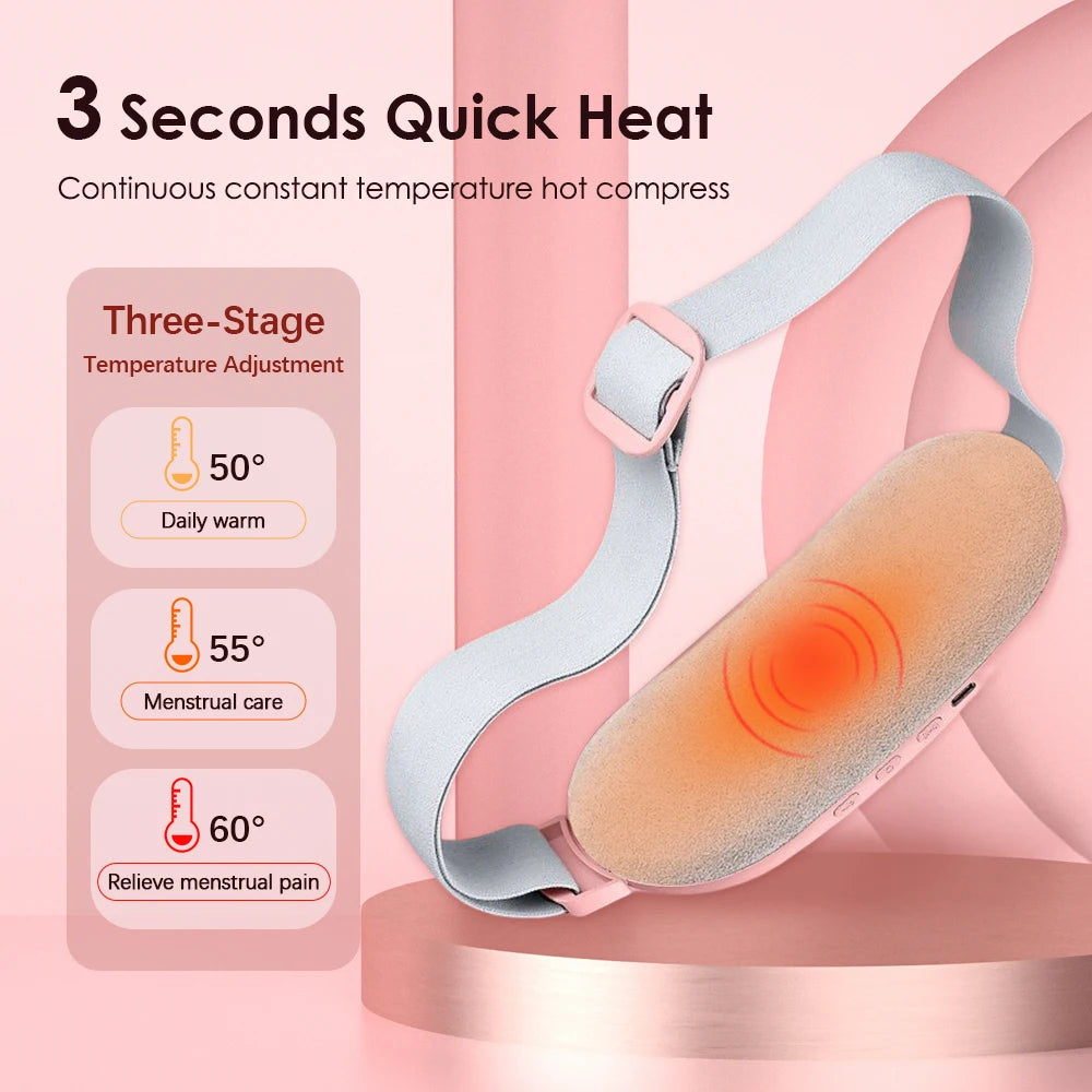 Heated Massage Warming Palace Belt Electric Period Cramp Massager for Menstrual Waist Stomach Abdominal Vibrating Heating Pad