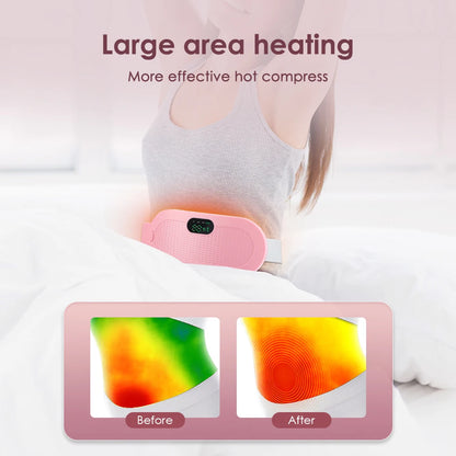 Heated Massage Warming Palace Belt Electric Period Cramp Massager for Menstrual Waist Stomach Abdominal Vibrating Heating Pad