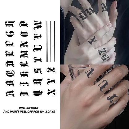 Long-lasting waterproof tattoo stickers simulated non-reflective temporary tattoo English pattern finger arm fake tattoo