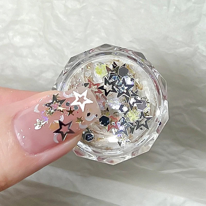 1Pc Mixed Shapes Sparkle Nail Glitter Sequins Polish Star Heart Hexagon Nail Glitter 3D Decals For Nail Shining Decorations