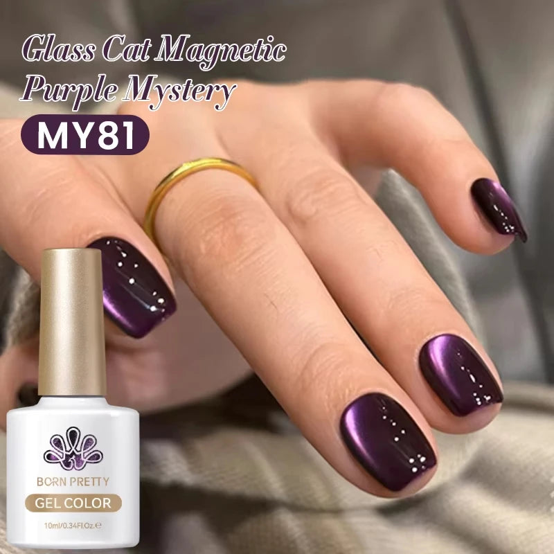 BORN PRETTY Sparkling Glass Bead Cat Magnetic Gel Nail Polish Flash White Spar Red Color Semi Permanent Soak Off UV Gel Varnish