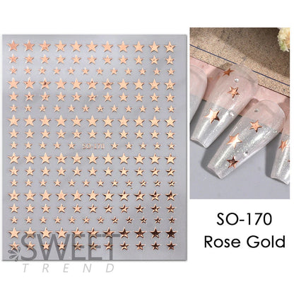 1pcs Golden 3D Metal Laser Starburst Nail Stickers Vibrant Y2K Nail Art Decorations for Manicure French Nail Art and DIY Nail