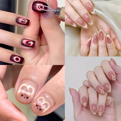 full Set Nail Art Cat Eye Magnet Auxiliary Tools For Black Hole Cat Eye&French&Love-heart&Rabbit Design Magnetic Cat Eye Gel