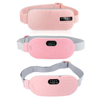 Heated Massage Warming Palace Belt Electric Period Cramp Massager for Menstrual Waist Stomach Abdominal Vibrating Heating Pad