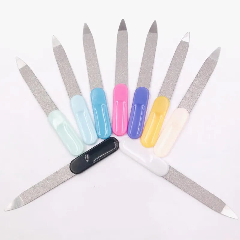 10 Pcs Stainless Dual Nail Files Metal Sanding File Pedicure Grooming For Professional Finger Toe Nail Care Manicure Tools Kits