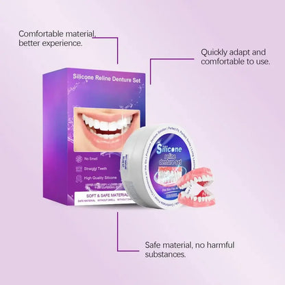 New Silicone Denture Set Temporary Orthodontic Teeth Fit Fake Teeth Oral Hygiene Care Whitening Simulation Braces for Daily Use