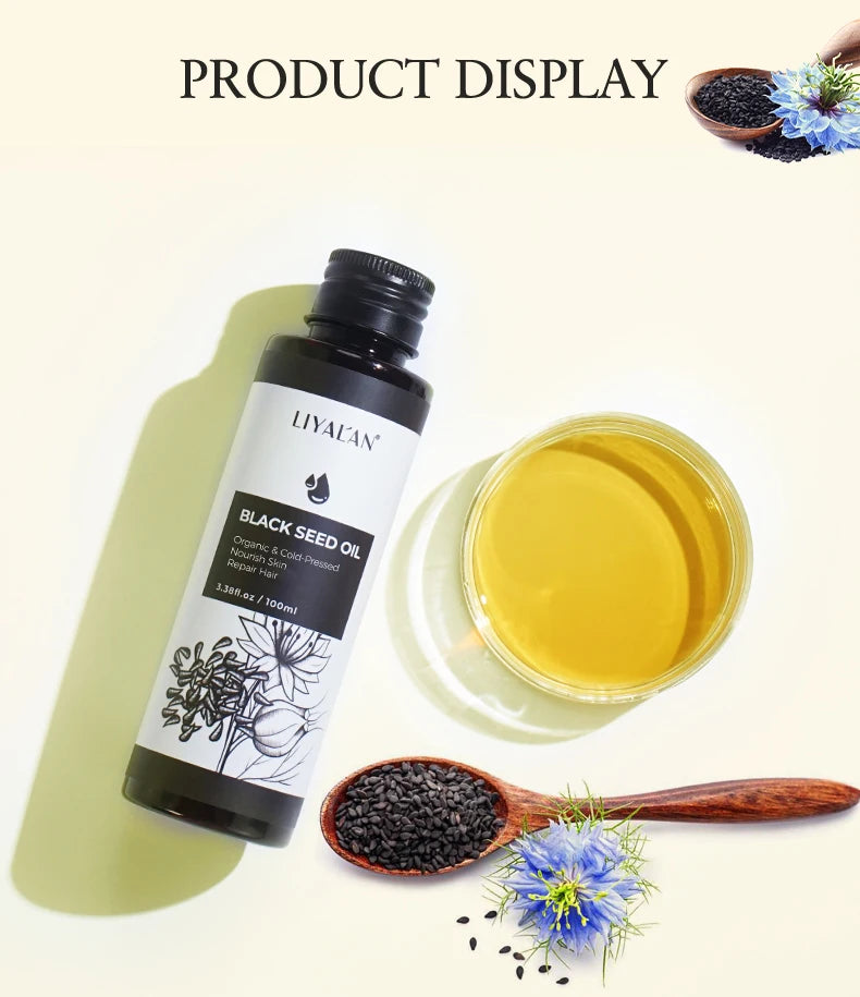 100ml Black Cumin Seed Oil For Hair Care Strengthen Conditions Scalp Cold Pressed Nourishes Nails Skin Hydration Body Massage