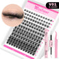 WOSHEER Lashes Cluster Kit Cat Lashes DIY Natural Eyelash Extension Kit Lash Bond & Seal Eyelash Clusters Set Makeup