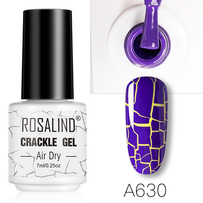 ROSALIND 12 Colors Crackle Gel Nail Polish Cracking Nail Lacquer Quick Drying Nail Art Gel For UV Semi Permanent Base Top Coat