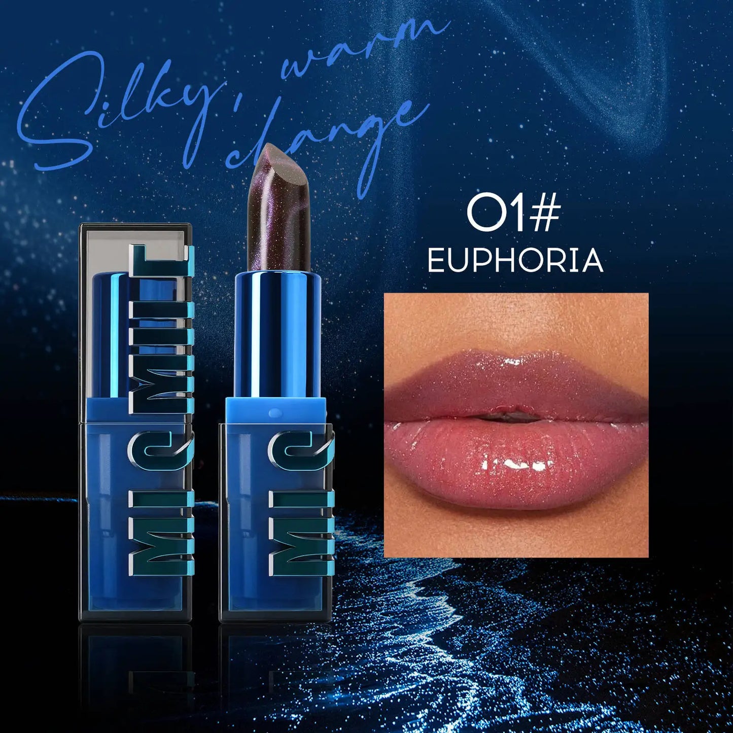 MLSMILE New Upgrade Cat Eye Temperature Change Thousands Of Colors Fine Glitter Non-Stick Cup Color Changing Lipstick