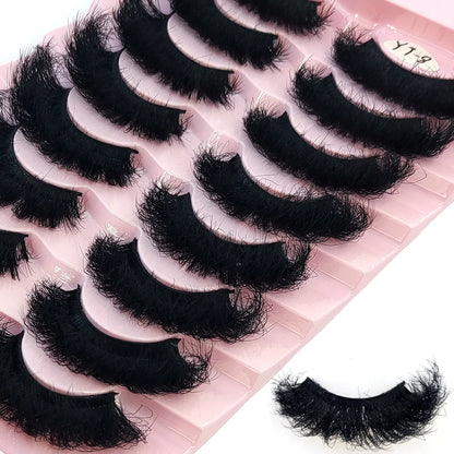 HBZGTLAD 5/8 Pairs of Natural Russian Striped Mink Lashes 3D False Lashes Volume Wavy False Lashes Eyelash Extensions Makeup