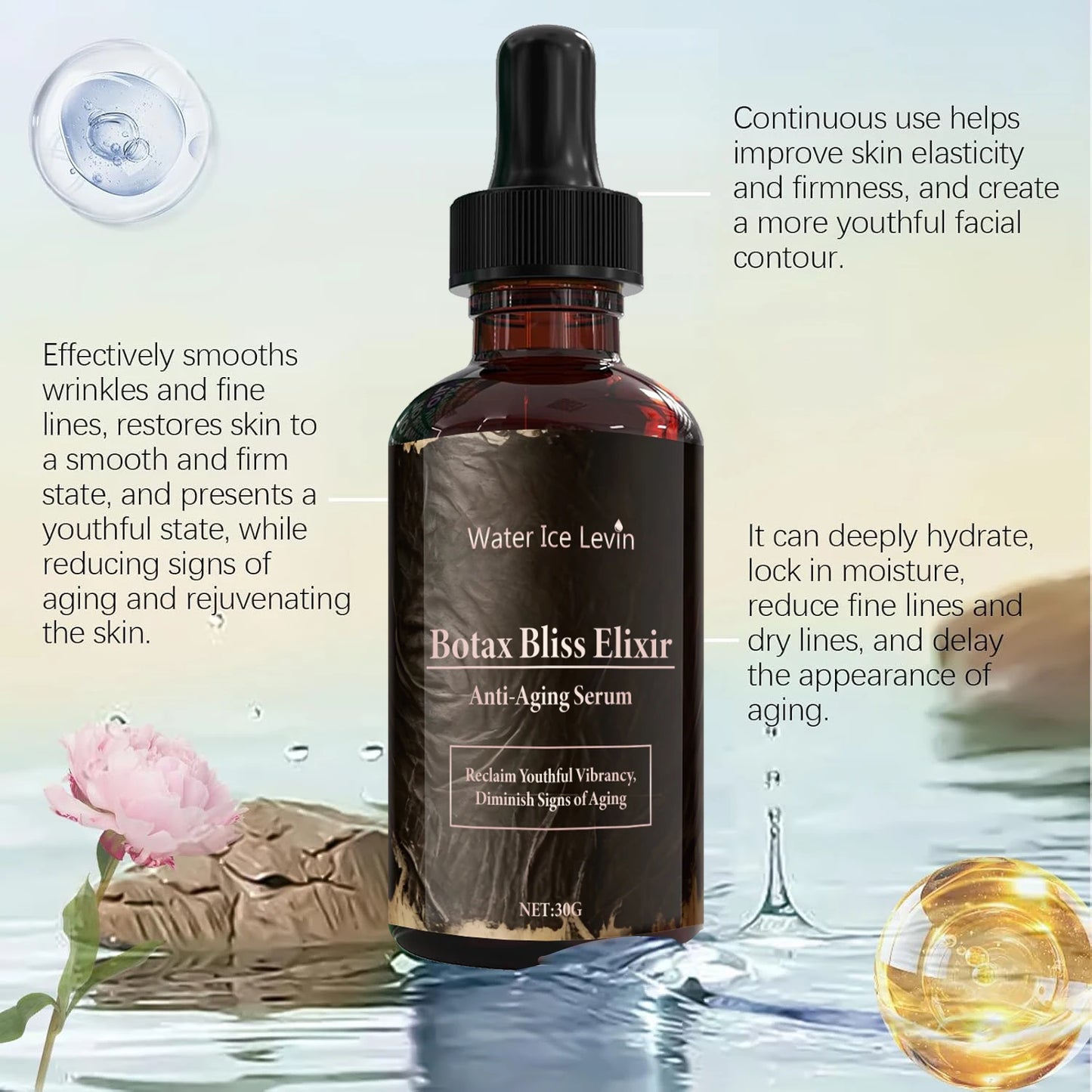 Botax Bliss Elixir Anti-Aging Serum with Retinol & Bee Venom, Replenish Moisture for Youthful Vibrancy & Confidence