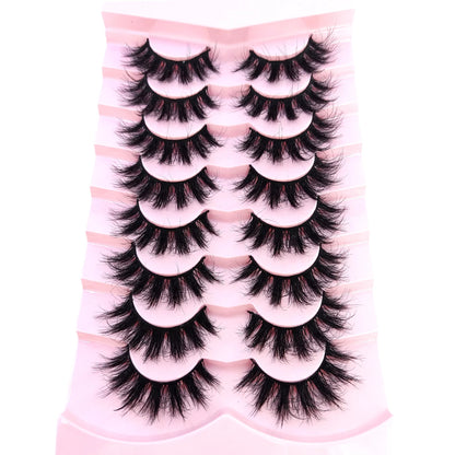 HBZGTLAD 5/8 Pairs of Natural Russian Striped Mink Lashes 3D False Lashes Volume Wavy False Lashes Eyelash Extensions Makeup