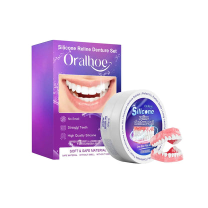 New Silicone Denture Set Temporary Orthodontic Teeth Fit Fake Teeth Oral Hygiene Care Whitening Simulation Braces for Daily Use