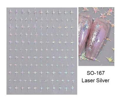 1pcs Golden 3D Metal Laser Starburst Nail Stickers Vibrant Y2K Nail Art Decorations for Manicure French Nail Art and DIY Nail
