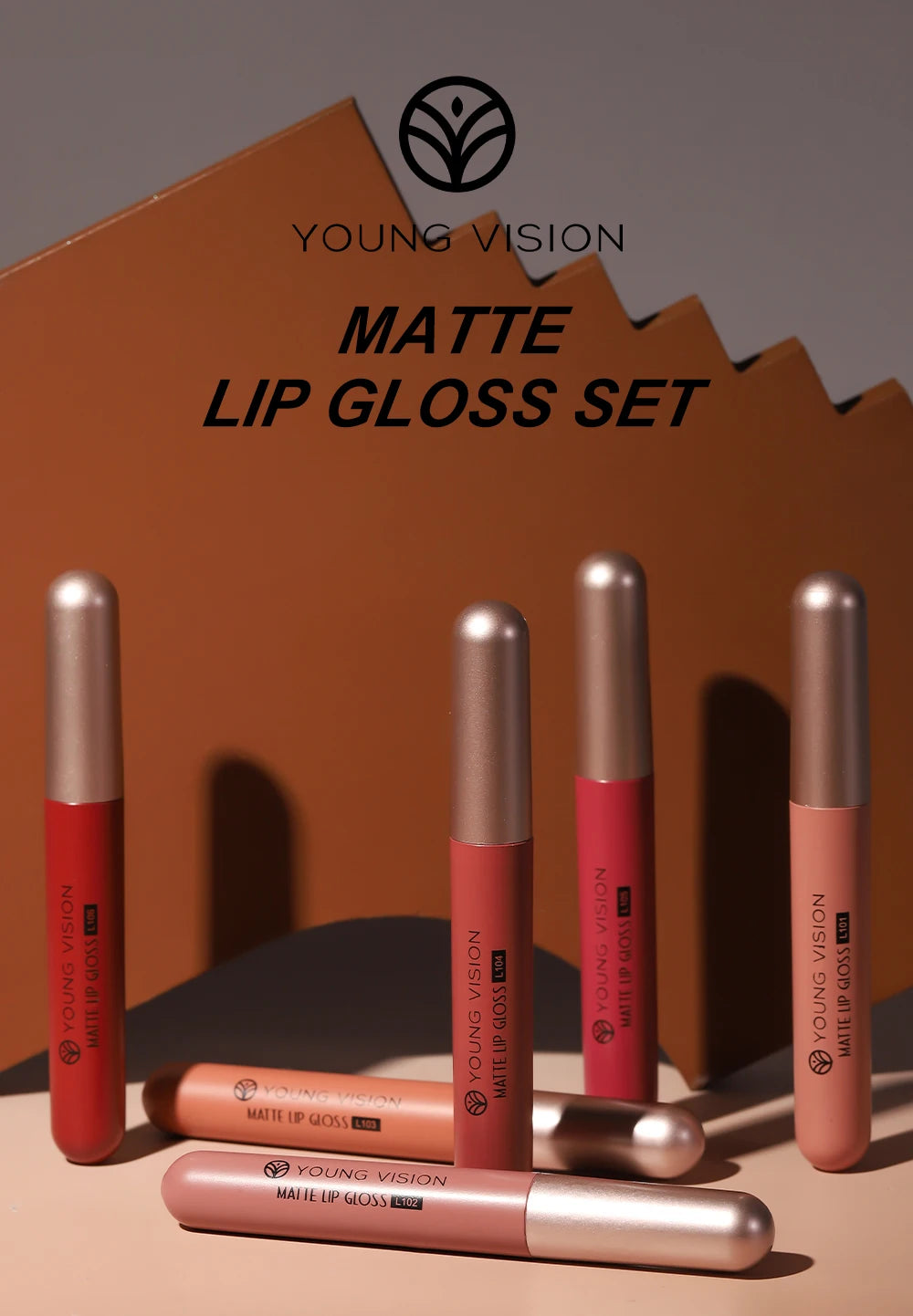 YOUNG VISION 6Pcs/Set Matte Velvet Lipgloss Waterproof Long-Lasting Liquid Lipstick for Flawless Makeup