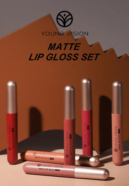 YOUNG VISION 6Pcs/Set Matte Velvet Lipgloss Waterproof Long-Lasting Liquid Lipstick for Flawless Makeup