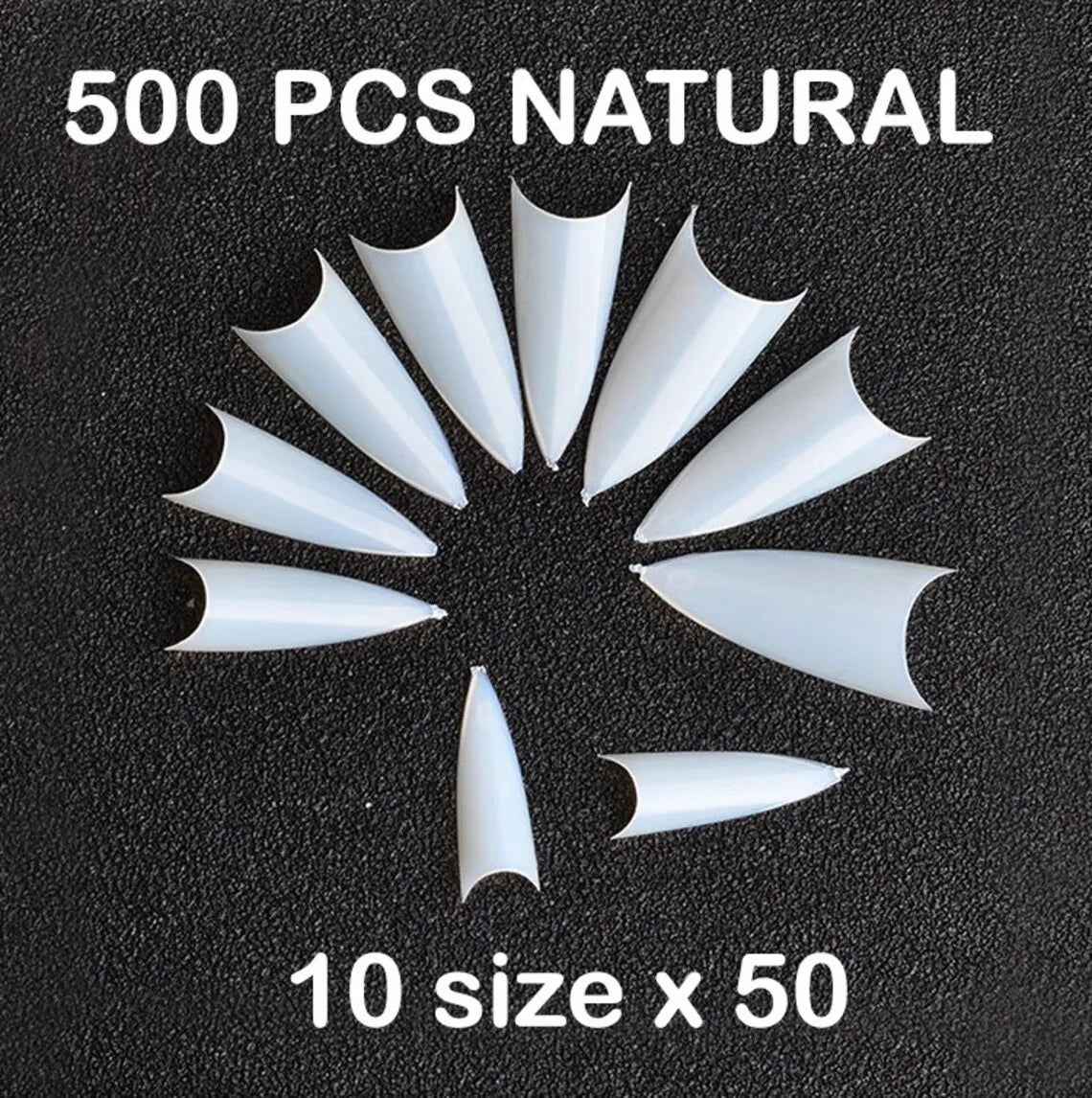 500/550pcs Water Pipe Square Shape Tips For Acrylic False Nail,XL Clear/Nature Half Cover False Nail Tips Extensions Capsules