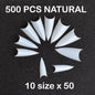 500/550pcs Water Pipe Square Shape Tips For Acrylic False Nail,XL Clear/Nature Half Cover False Nail Tips Extensions Capsules