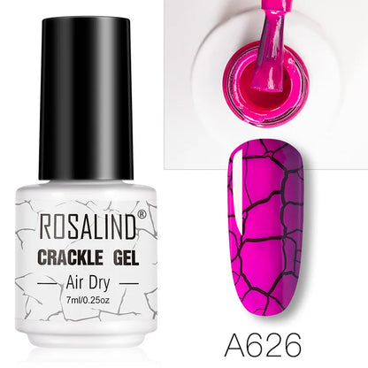 ROSALIND 12 Colors Crackle Gel Nail Polish Cracking Nail Lacquer Quick Drying Nail Art Gel For UV Semi Permanent Base Top Coat