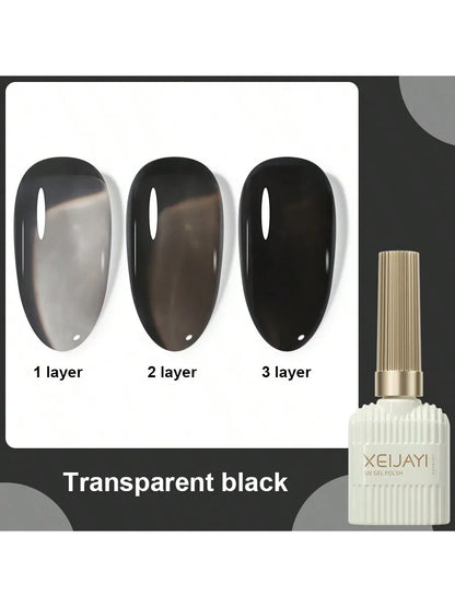 XEIJAYI 1Pc 15Ml Black Gel Nail Polish, All Seasons Nail Art, Soak Off Led Gel Nail Polish, Diy Home Salon Manicure,Nail Gifts