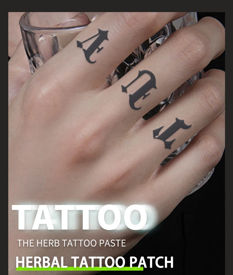 Long-lasting waterproof tattoo stickers simulated non-reflective temporary tattoo English pattern finger arm fake tattoo