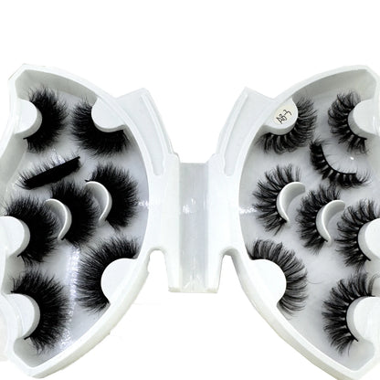 HBZGTLAD 5/8 Pairs of Natural Russian Striped Mink Lashes 3D False Lashes Volume Wavy False Lashes Eyelash Extensions Makeup