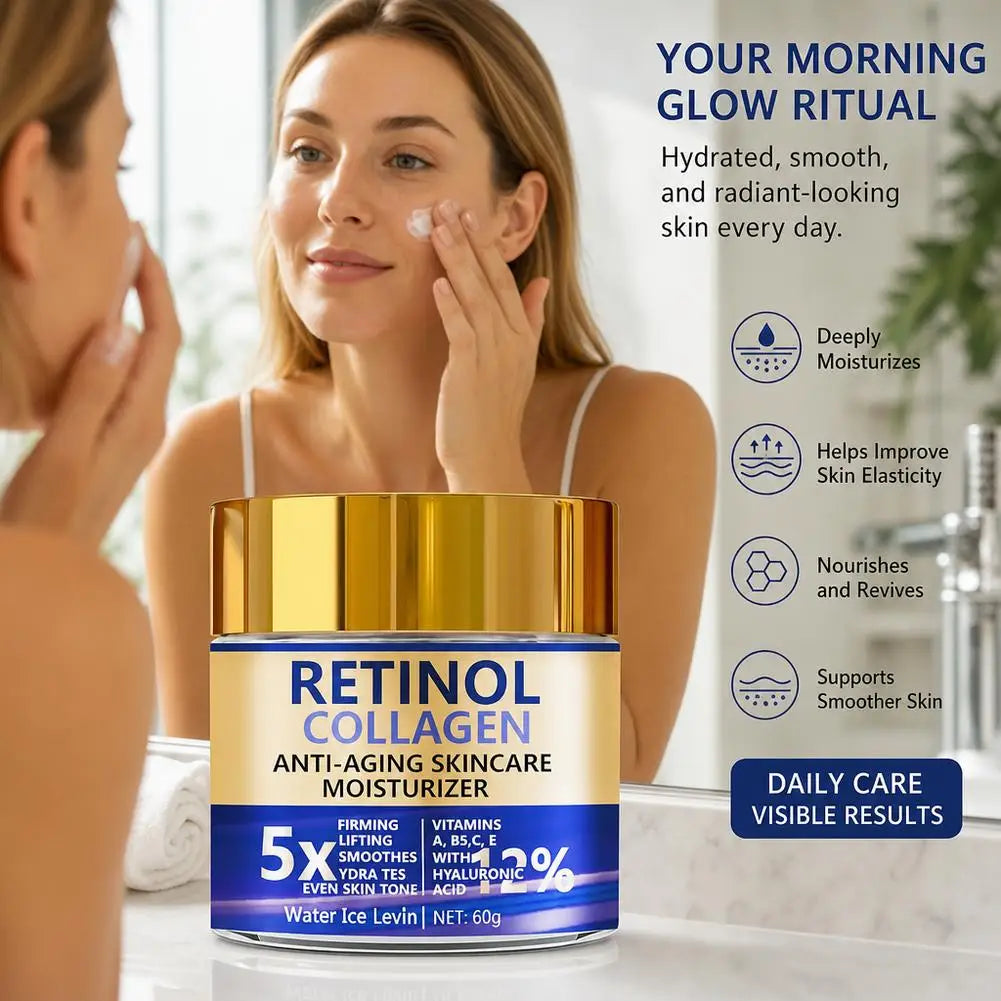 Facial Lotion Face Moisturizer Retinol & Collagen Cream For Women Men Moisturizing Nourishing Day & Night Skincare Serum