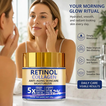 Facial Lotion Face Moisturizer Retinol & Collagen Cream For Women Men Moisturizing Nourishing Day & Night Skincare Serum