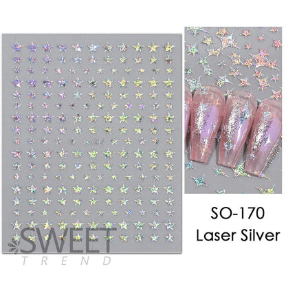 1pcs Golden 3D Metal Laser Starburst Nail Stickers Vibrant Y2K Nail Art Decorations for Manicure French Nail Art and DIY Nail