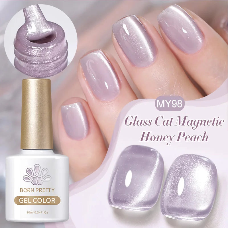 BORN PRETTY Sparkling Glass Bead Cat Magnetic Gel Nail Polish Flash White Spar Red Color Semi Permanent Soak Off UV Gel Varnish