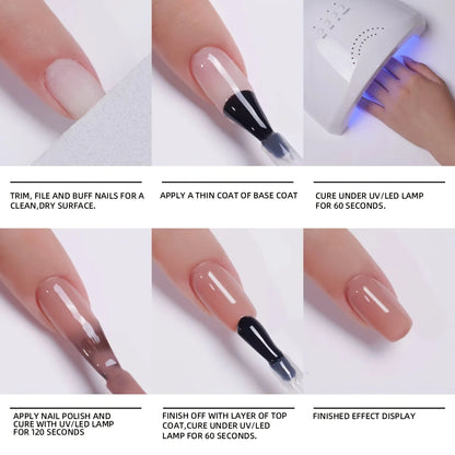 XEIJAYI 1Pc 15Ml Black Gel Nail Polish, All Seasons Nail Art, Soak Off Led Gel Nail Polish, Diy Home Salon Manicure,Nail Gifts