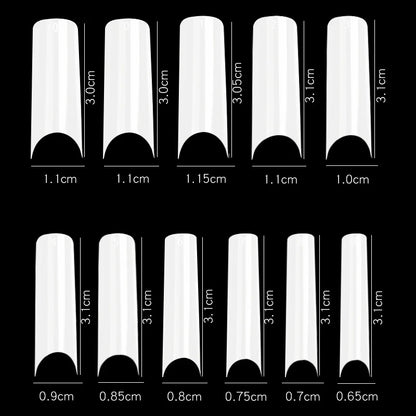 500/550pcs Water Pipe Square Shape Tips For Acrylic False Nail,XL Clear/Nature Half Cover False Nail Tips Extensions Capsules