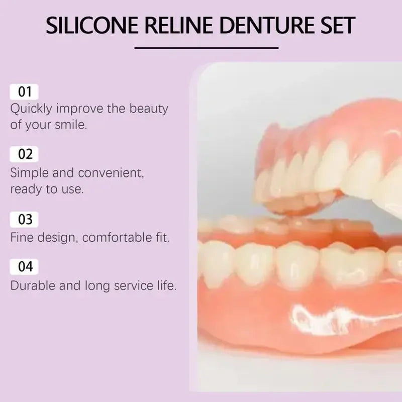New Silicone Denture Set Temporary Orthodontic Teeth Fit Fake Teeth Oral Hygiene Care Whitening Simulation Braces for Daily Use