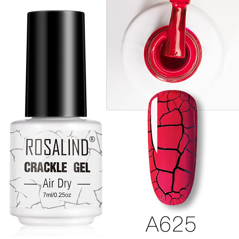 ROSALIND 12 Colors Crackle Gel Nail Polish Cracking Nail Lacquer Quick Drying Nail Art Gel For UV Semi Permanent Base Top Coat