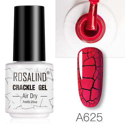 ROSALIND 12 Colors Crackle Gel Nail Polish Cracking Nail Lacquer Quick Drying Nail Art Gel For UV Semi Permanent Base Top Coat