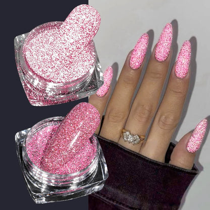 1 Jar Universal Laser Nail Glitter Holographic Powder Transparent Laser Magic Aurora Mirror Glitter UV Gel Pigment Dust