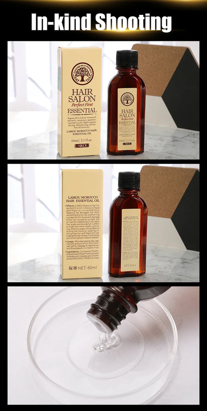 Laikou Argan Hair Oil Essential Oil Natural Anti-hair Loss Prevent Hair Dry Soft Nourishing Frizz Damaged Repair Care 60ml