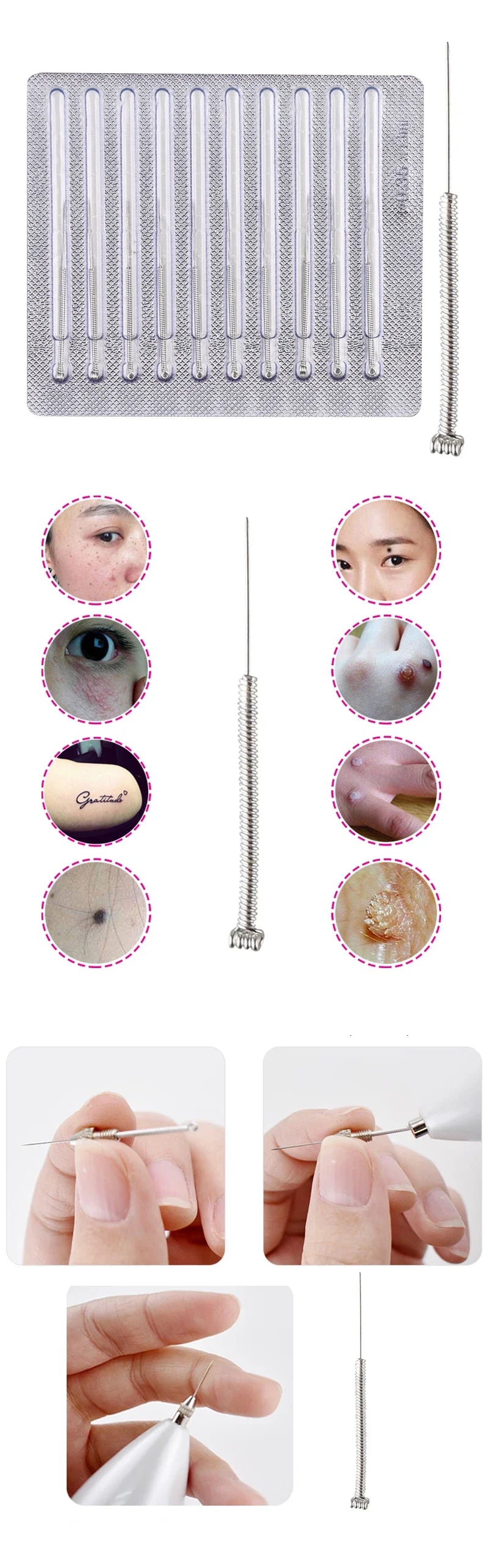 100&200Pcs Plasma Pen Needles For Spot Mole Freckle Body Tattoo Removal Point Pen Skin Beauty Care Dedicated Needle Replacement