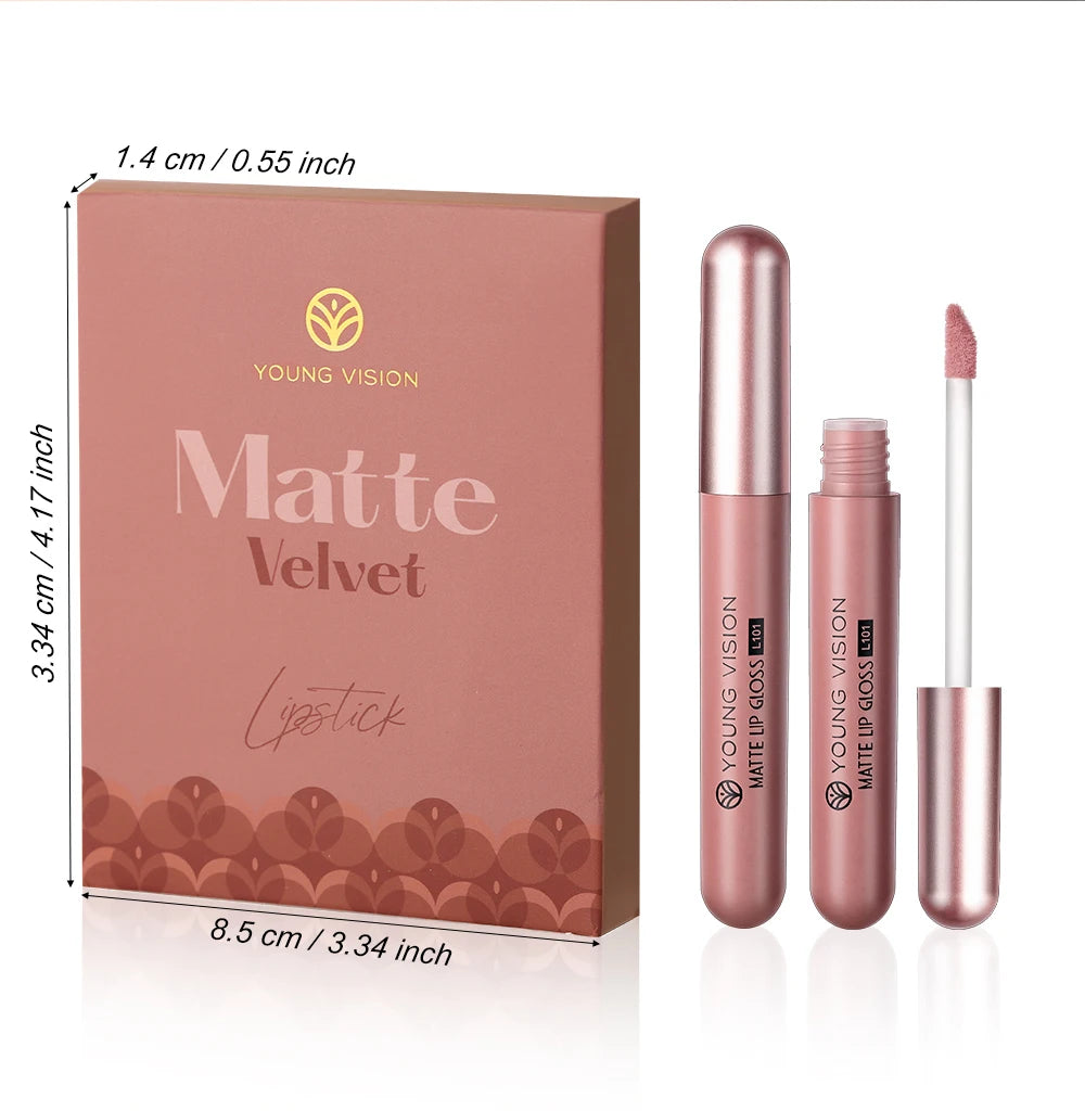 YOUNG VISION 6Pcs/Set Matte Velvet Lipgloss Waterproof Long-Lasting Liquid Lipstick for Flawless Makeup