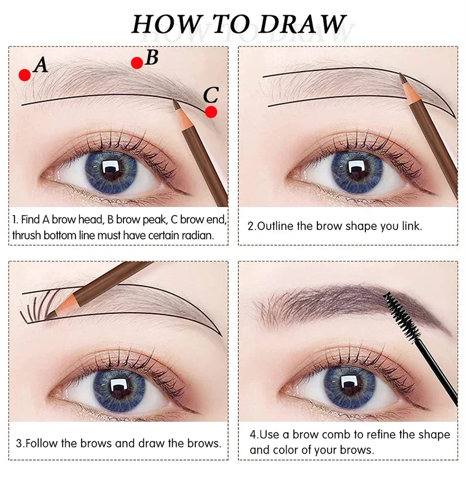 5pcs Professional Microblading Pencil Permanent Eyebrow Pencil Tattoo Waterproof Art Tint Makeup Eye Brow Pen Enhancers Cosmetic