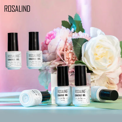 ROSALIND 12 Colors Crackle Gel Nail Polish Cracking Nail Lacquer Quick Drying Nail Art Gel For UV Semi Permanent Base Top Coat