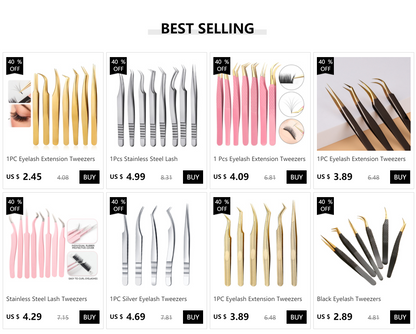1PC Eyelash Extension Tweezers Lash Tweezer Applicator Extension Supplies Volume Professional Eyebrow Eyelash Gold Tweezers