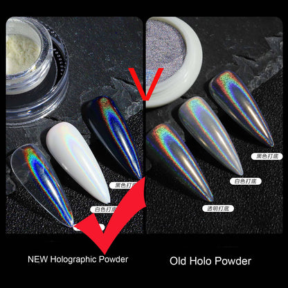 1 Jar Universal Laser Nail Glitter Holographic Powder Transparent Laser Magic Aurora Mirror Glitter UV Gel Pigment Dust
