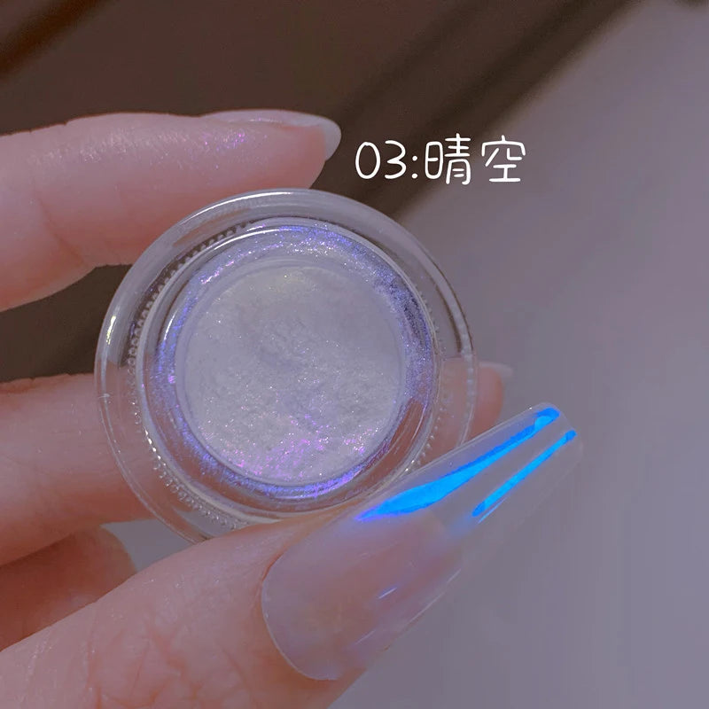 1jar Shiny Moonlight White Magic Mirror Nail Powder High Gloss Aurora Ultra-fine Nail Dust Pigment Super Bright Manicure Glitter