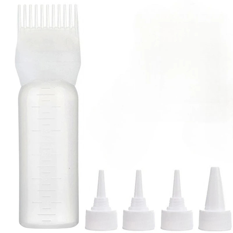 WANMEI Hair Oil Application Bottle 1pcs Hair Oil Applicator Bottle with 4pcs Pointed Mouth Cover for All Hair Types, Plastic Hai