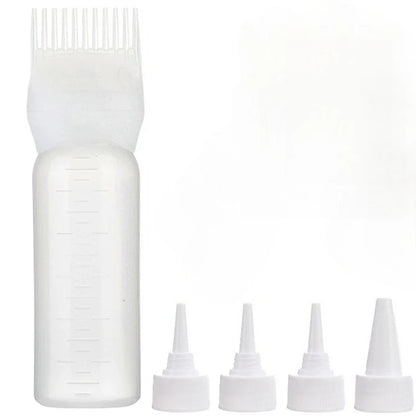 WANMEI Hair Oil Application Bottle 1pcs Hair Oil Applicator Bottle with 4pcs Pointed Mouth Cover for All Hair Types, Plastic Hai